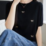 Summer New Fine Spinning Thin Knitted Short Sleeve T-shirt