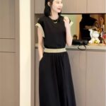 2025 Summer New Large Swing Long Skirt+Short Sleeve T