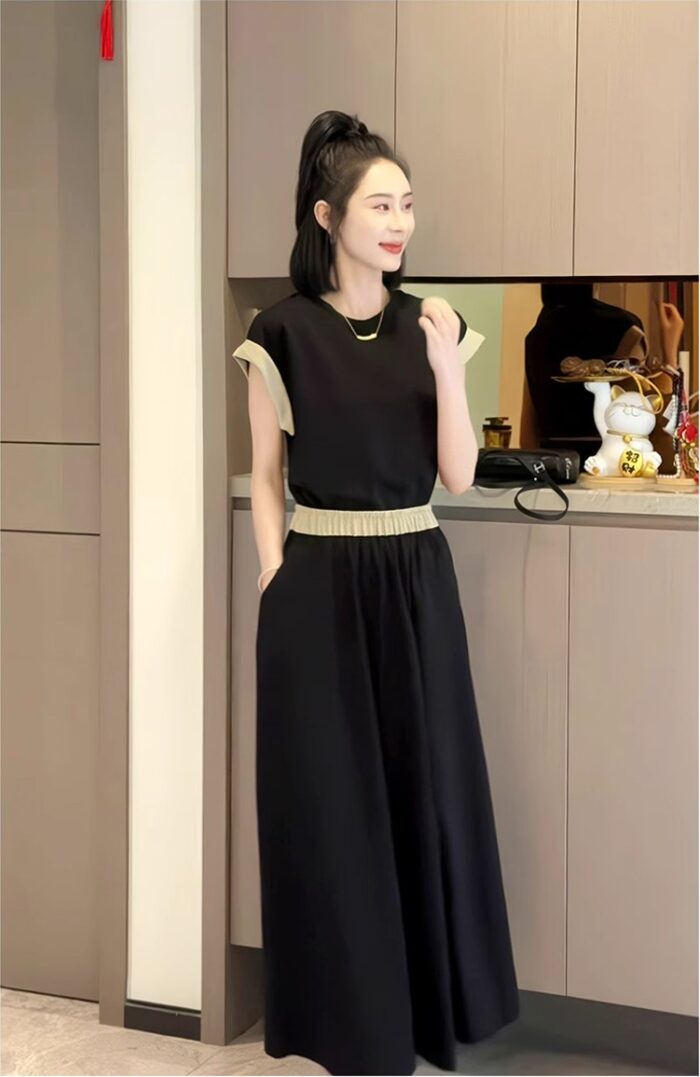 2025 Summer New Large Swing Long Skirt+Short Sleeve T