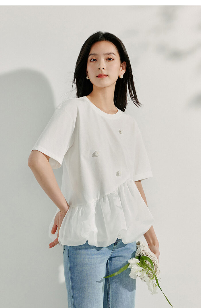 Sorona Mesh Splicing Short Sleeve T-shirt Top