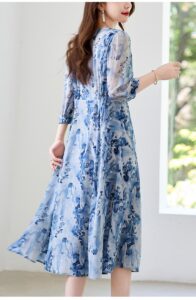 New mulberry silk ink dress for women's intellectual silk dress