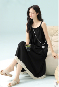 FENTENG Summer Pure Cotton Women's Strap Sleeping Skirt