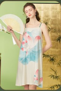 FENTENG Summer Low Collar Strap Home Clothes Sleeping Skirt