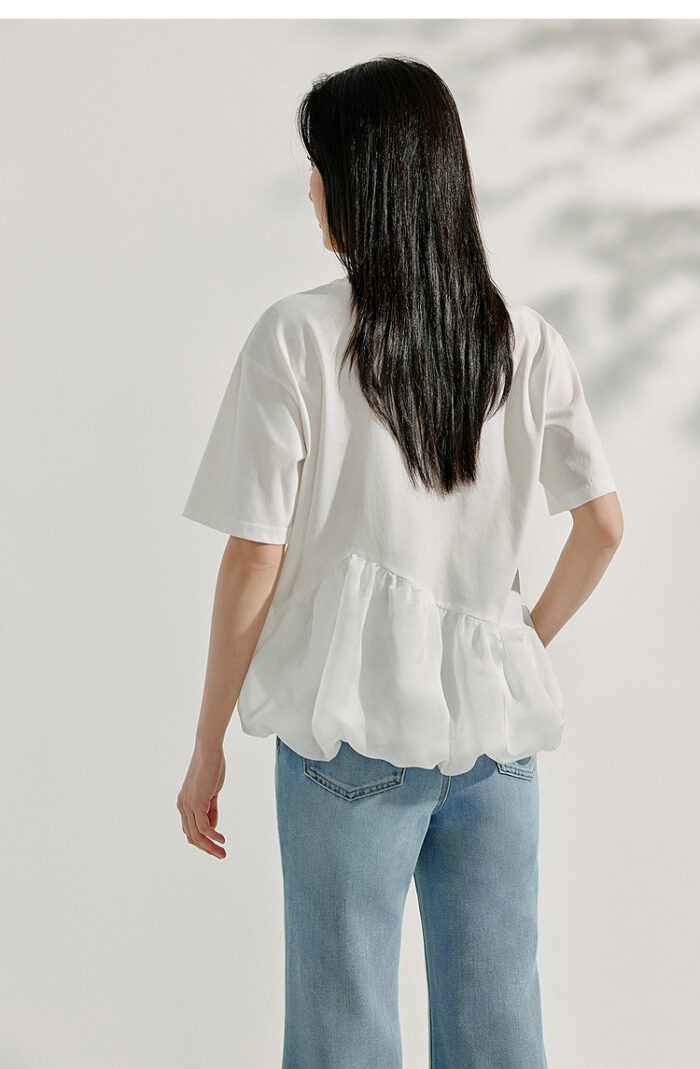 Sorona Mesh Splicing Short Sleeve T-shirt Top