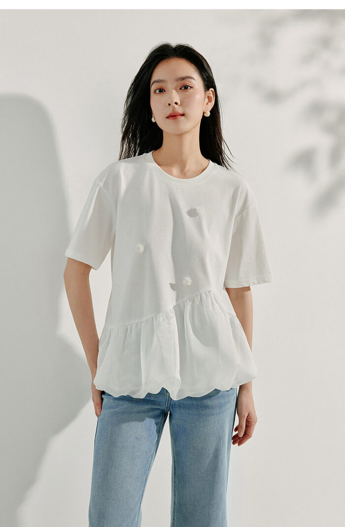 Sorona Mesh Splicing Short Sleeve T-shirt Top