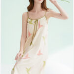 FENTENG Strap Sleeveless Flower Home Clothes Sleeping Skirt
