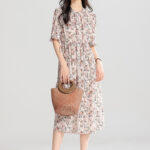 SAITU sweet floral silk dress made of mulberry silk