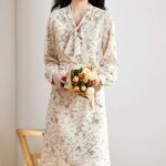 SISUOON simple pen print elegant shirt skirt