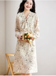 SISUOON simple pen print elegant shirt skirt