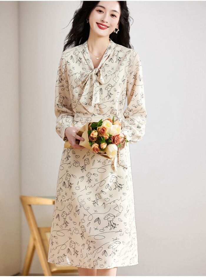 SISUOON simple pen print elegant shirt skirt