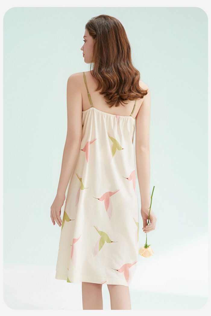 FENTENG Strap Sleeveless Flower Home Clothes Sleeping Skirt