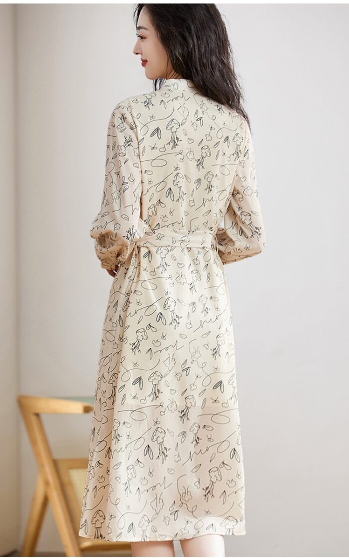 SISUOON simple pen print elegant shirt skirt