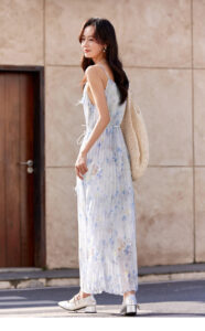 OUNIXUE printed chiffon camisole dress