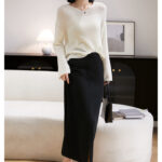 KELE COCO Acetic Acid Half Skirt Front Split Straight Tube Half Skirt
