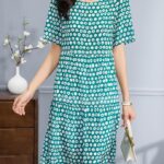 Temperament round neck polka dot dress
