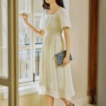 2025 Summer French Bubble Sleeve Dress