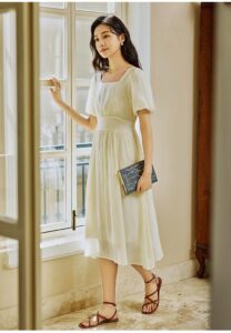 2025 Summer French Bubble Sleeve Dress