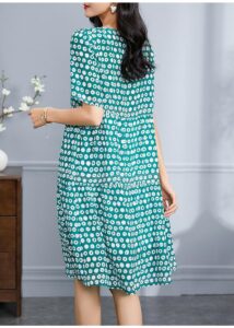 Temperament round neck polka dot dress