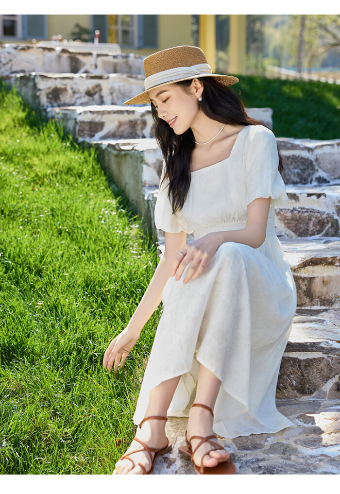 2025 Summer French Bubble Sleeve Dress