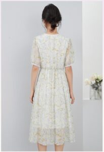 Small floral V-neck silk dress