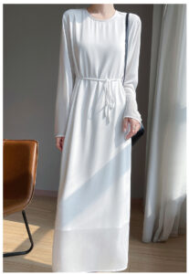 Double layered long sleeved round neck dress