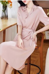 Lace collar elastic mulberry silk dress