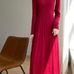 Round neck long sweater dress