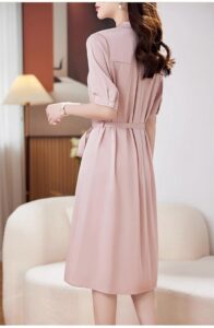 Lace collar elastic mulberry silk dress
