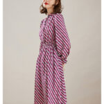 Small stand collar printed dress