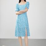 Retro square neck dress