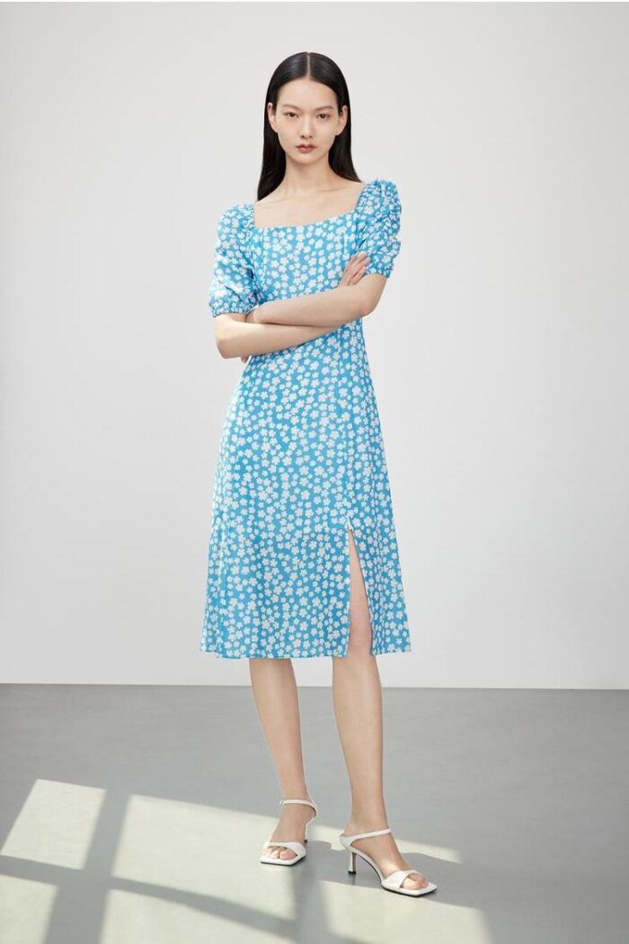 Retro square neck dress