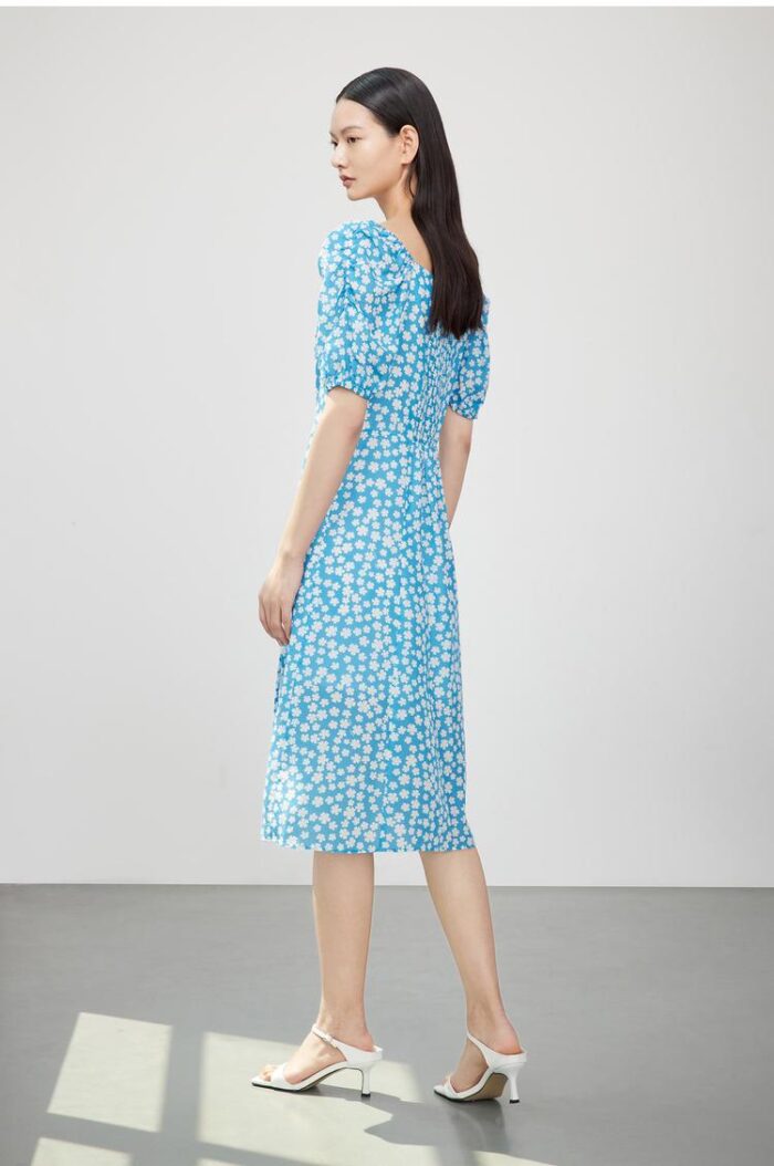 Retro square neck dress