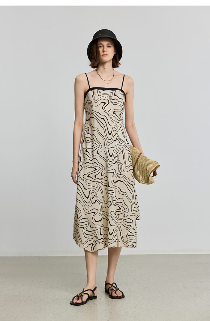 Wave patterned camisole dress