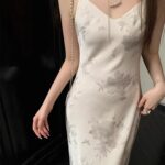 Satin hot stamping printed camisole dress