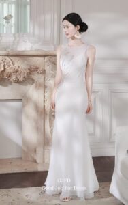 French retro style vest dress, white dress