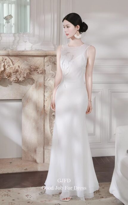 French retro style vest dress, white dress