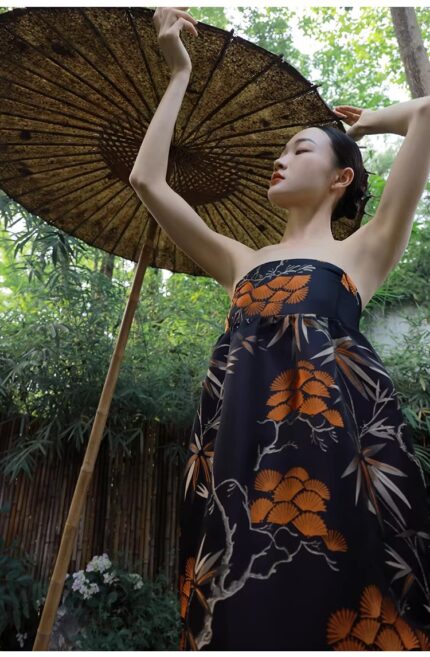 Chinese strapless cheongsam holiday dress