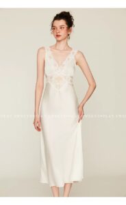 French white light luxury sexy hollow satin lace camisole skirt