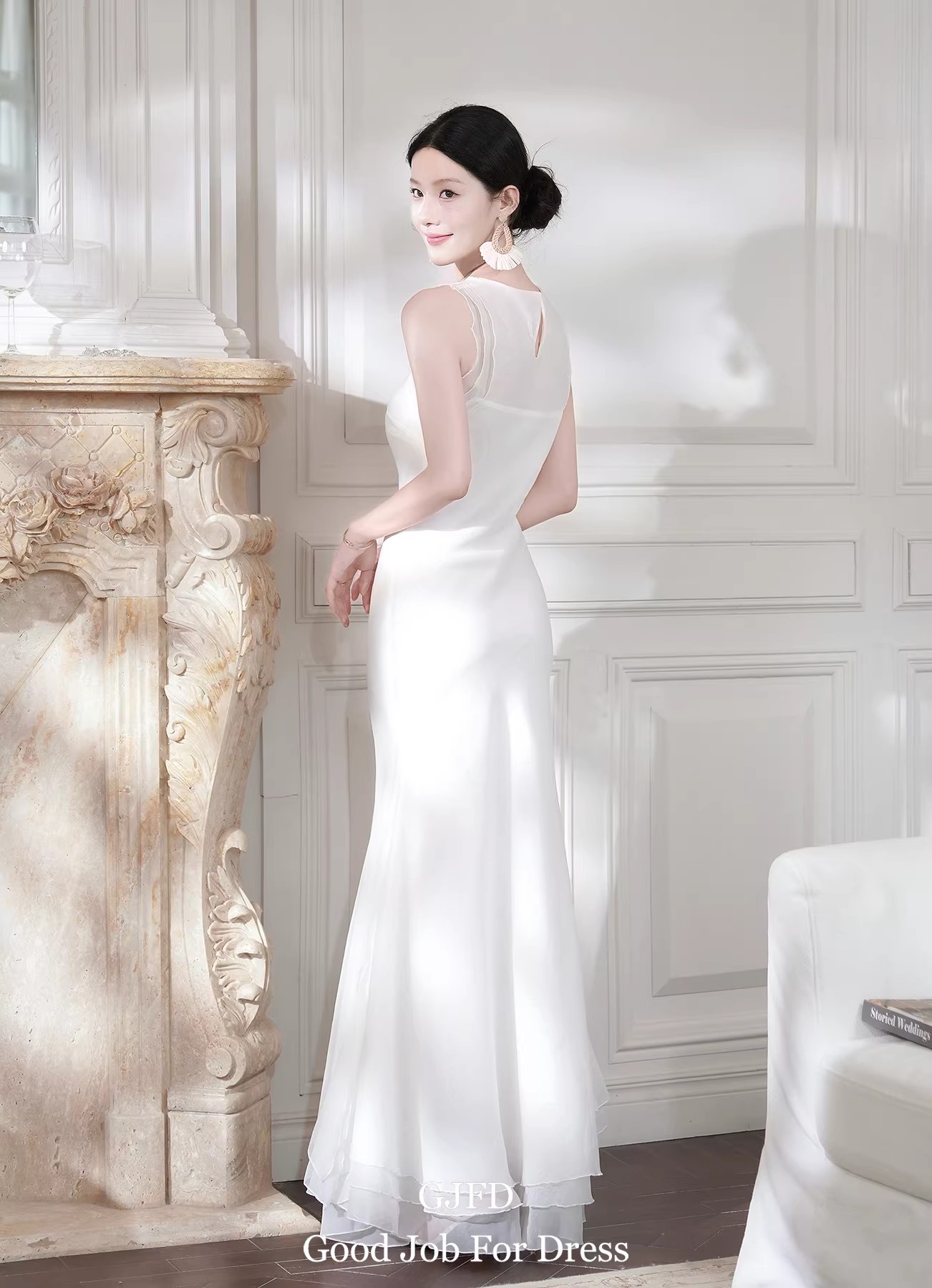 French retro style vest dress, white dress French retro style vest dress, white dress