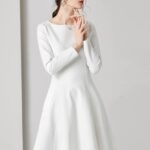 White long sleeved dress 2026 spring new women's Hepburn white dress