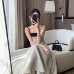 Strap dress for women, 2026 summer new style French high-end small fragrance long skirt