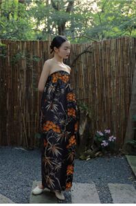 Chinese strapless cheongsam holiday dress