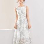 2026 new slim fit one-piece collar printed sleeveless camisole dress