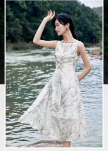 2026 new slim fit one-piece collar printed sleeveless camisole dress