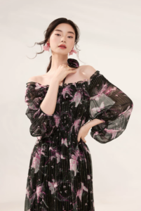 2026 Spring/Summer New One Shoulder French Floral Skirt