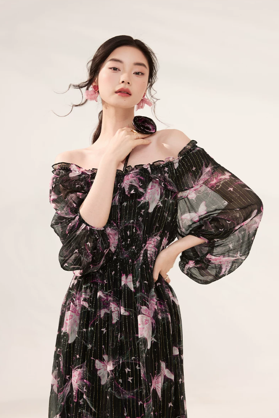 2026 Spring/Summer New One Shoulder French Floral Skirt 2026 Spring/Summer New One Shoulder French Floral Skirt