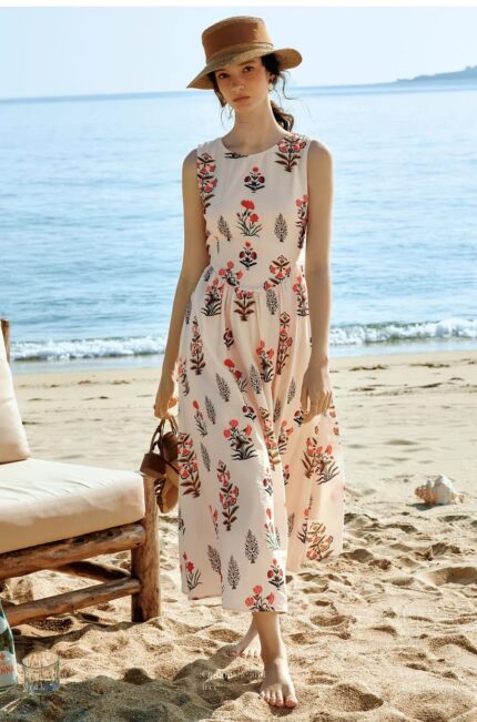 2026 Summer New Printed French Waist Dress