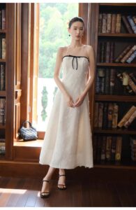 Splicing mesh three-dimensional flower vest dress