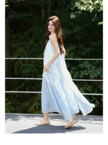 Double layered elegant lotus leaf edge romantic vacation fairy dress