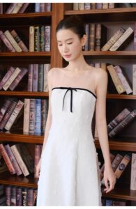 Splicing mesh three-dimensional flower vest dress